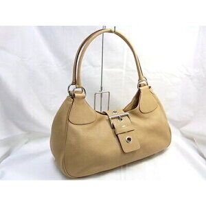 Prada Leather Shoulder Bag Beige Tan Tan